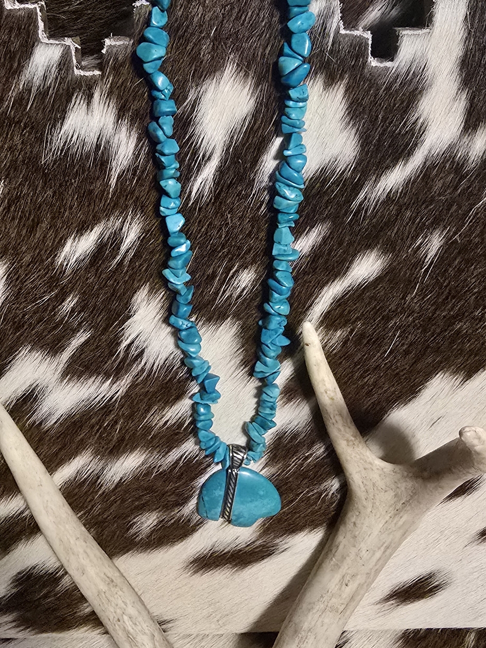 N.A Real Turquoise Bear Necklace with Sterling Silver